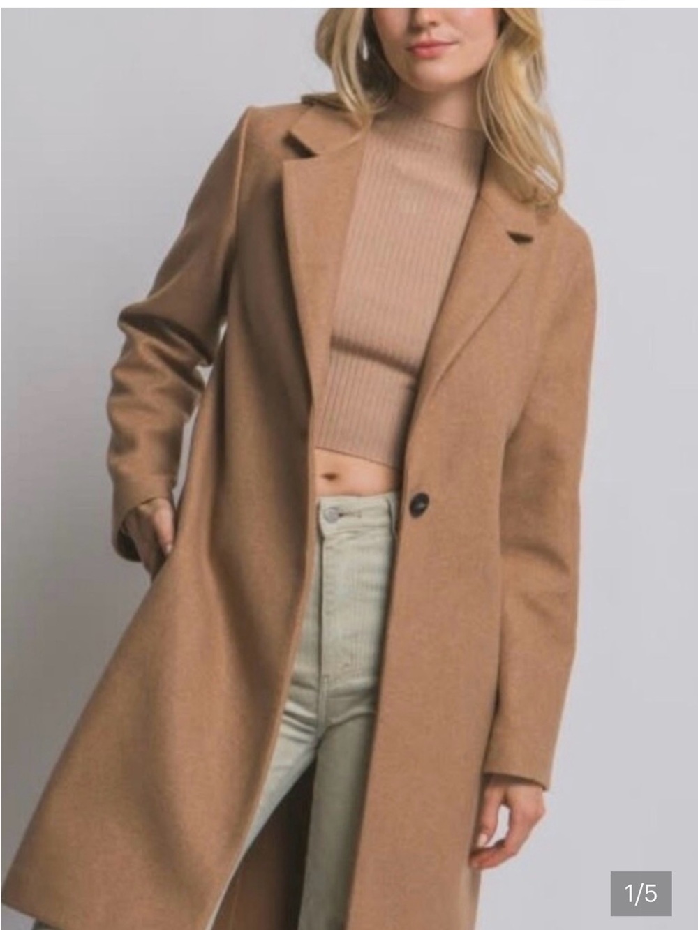 New Classic Camel Long Wool Blend Coat~